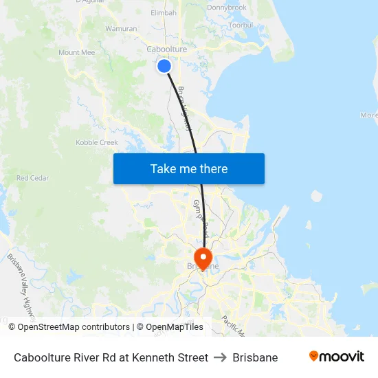 Caboolture River Rd at Kenneth Street to Brisbane map