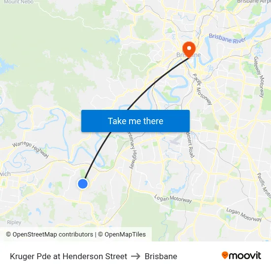 Kruger Pde at Henderson Street to Brisbane map