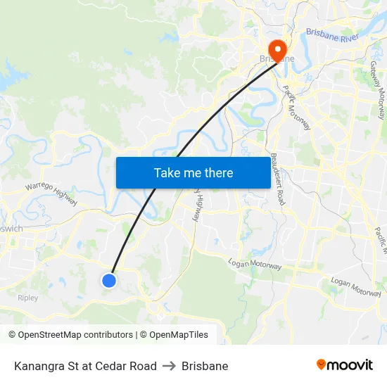 Kanangra St at Cedar Road to Brisbane map