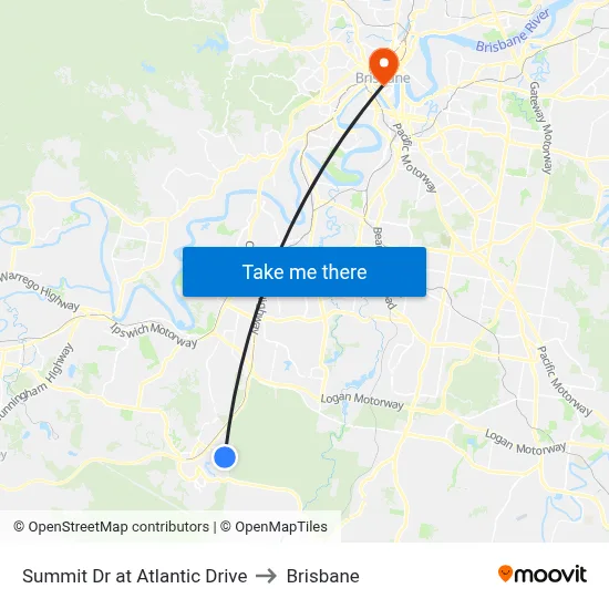 Summit Dr at Atlantic Drive to Brisbane map