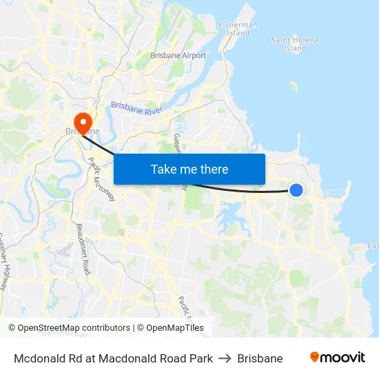 Mcdonald Rd at Macdonald Road Park to Brisbane map