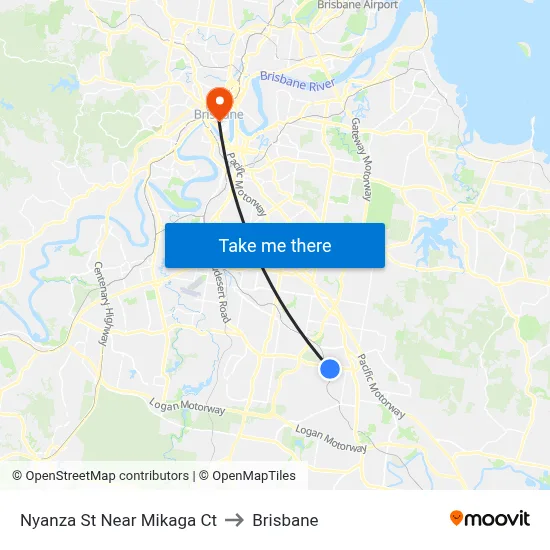 Nyanza St Near Mikaga Ct to Brisbane map