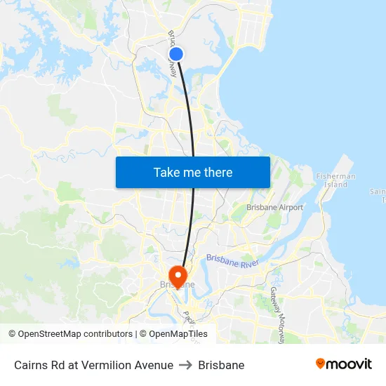 Cairns Rd at Vermilion Avenue to Brisbane map