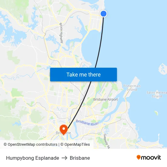 Humpybong Esplanade to Brisbane map