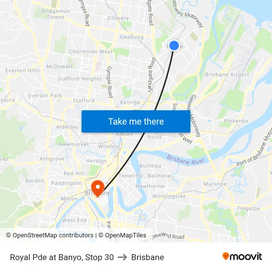 Royal Pde at Banyo, Stop 30 to Brisbane map