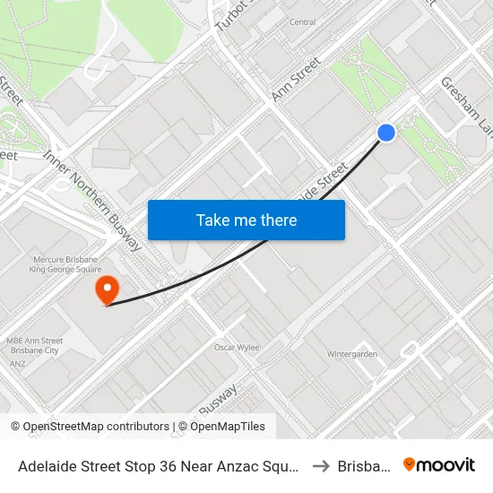 Adelaide Street Stop 36 Near Anzac Square to Brisbane map