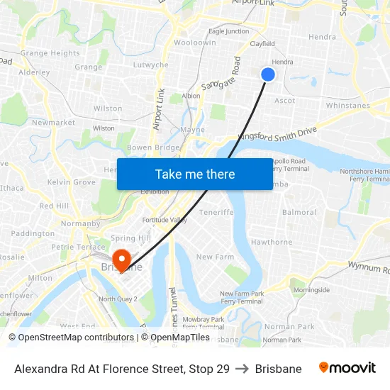 Alexandra Rd At Florence Street, Stop 29 to Brisbane map