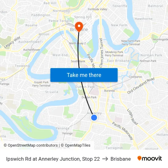 Ipswich Rd at Annerley Junction, Stop 22 to Brisbane map