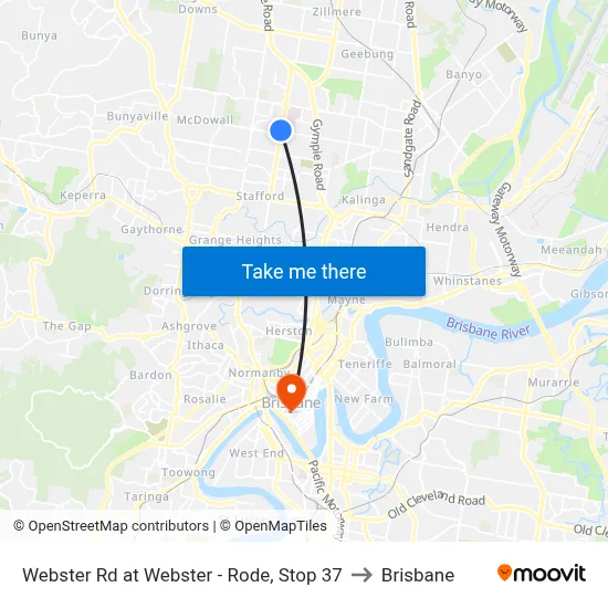 Webster Rd at Webster - Rode, Stop 37 to Brisbane map