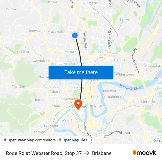 Rode Rd at Webster Road, Stop 37 to Brisbane map