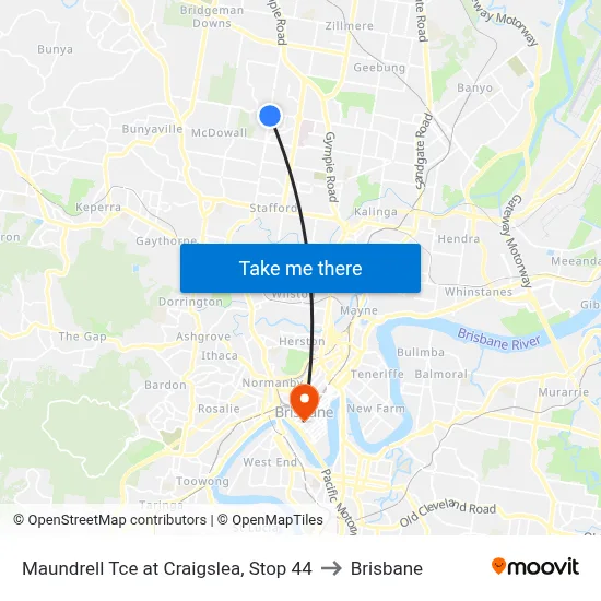 Maundrell Tce at Craigslea, Stop 44 to Brisbane map
