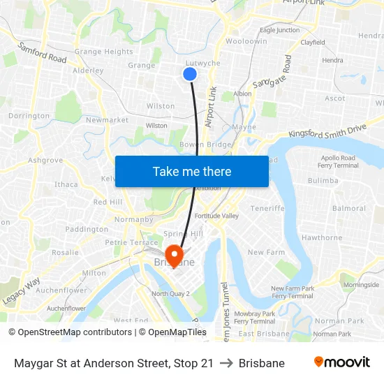 Maygar St at Anderson Street, Stop 21 to Brisbane map