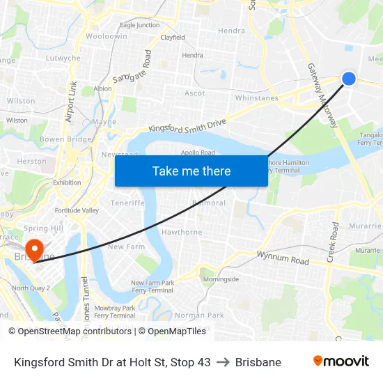 Kingsford Smith Dr at Holt St, Stop 43 to Brisbane map