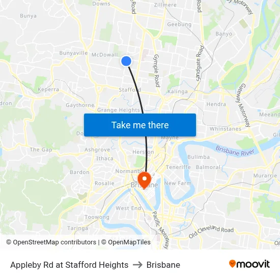 Appleby Rd at Stafford Heights to Brisbane map