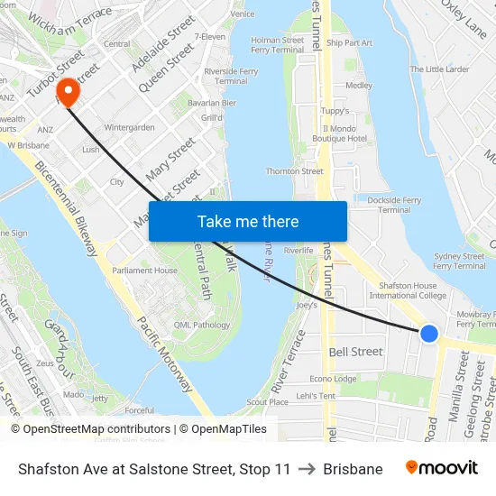 Shafston Ave at Salstone Street, Stop 11 to Brisbane map