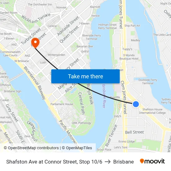 Shafston Ave at Connor Street, Stop 10/6 to Brisbane map