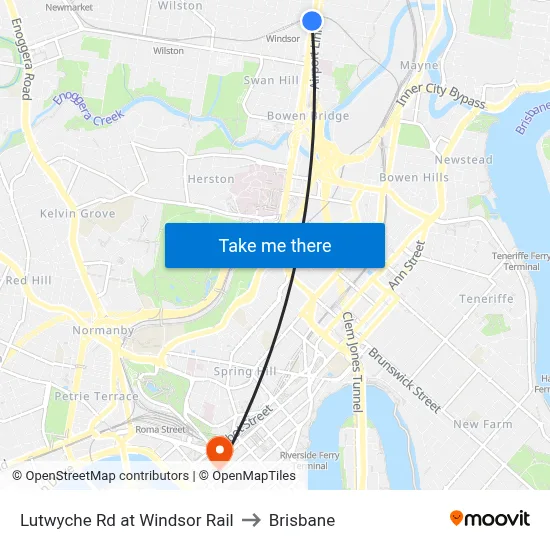 Lutwyche Rd at Windsor Rail to Brisbane map