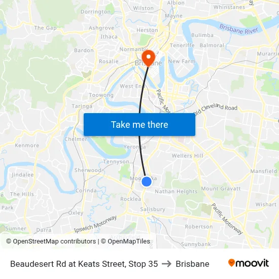 Beaudesert Rd at Keats Street, Stop 35 to Brisbane map