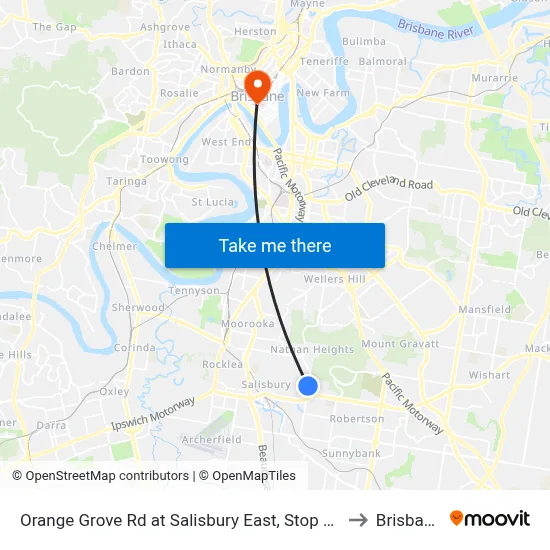 Orange Grove Rd at Salisbury East, Stop 51 to Brisbane map