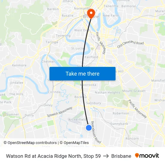 Watson Rd at Acacia Ridge North, Stop 59 to Brisbane map