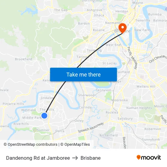 Dandenong Rd at Jamboree to Brisbane map