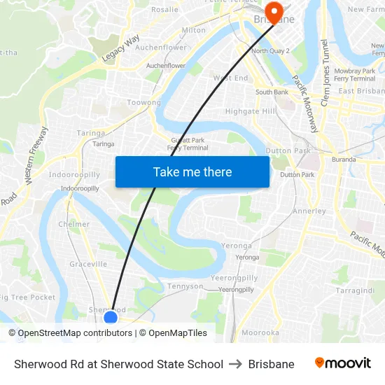 Sherwood Rd at Sherwood State School to Brisbane map