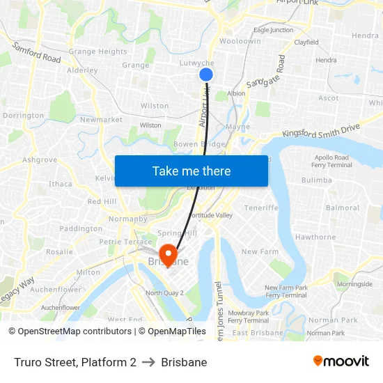 Truro Street, Platform 2 to Brisbane map