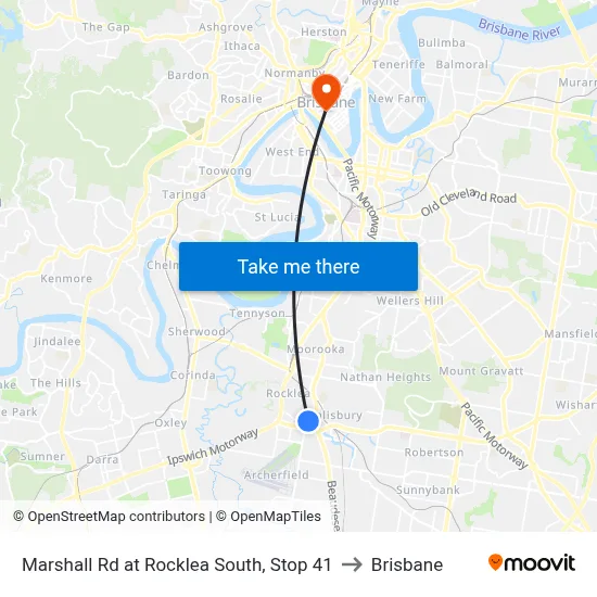 Marshall Rd at Rocklea South, Stop 41 to Brisbane map