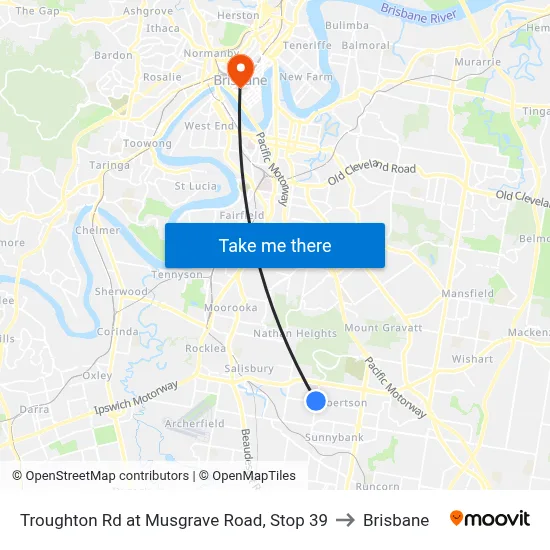 Troughton Rd at Musgrave Road, Stop 39 to Brisbane map