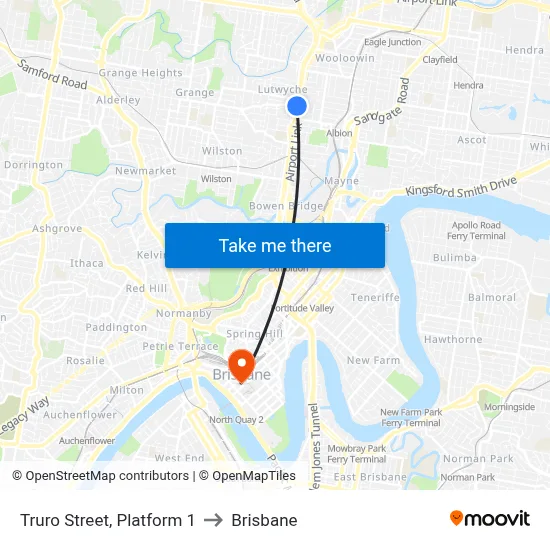 Truro Street, Platform 1 to Brisbane map