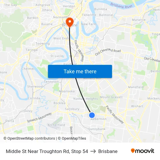 Middle St Near Troughton Rd, Stop 54 to Brisbane map
