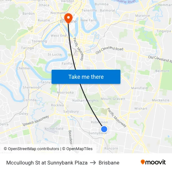 Mccullough St at Sunnybank Plaza to Brisbane map