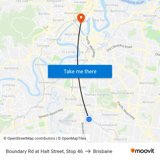 Boundary Rd at Halt Street, Stop 46 to Brisbane map