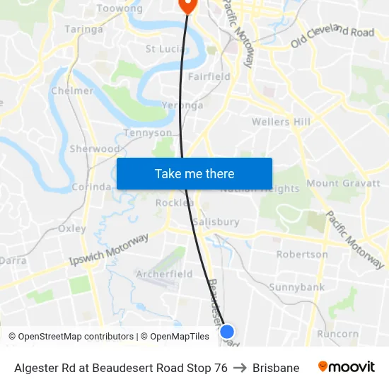 Algester Rd at Beaudesert Road Stop 76 to Brisbane map