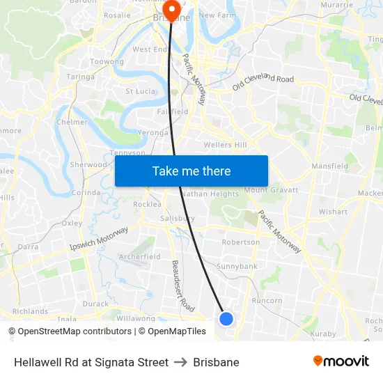 Hellawell Rd at Signata Street to Brisbane map