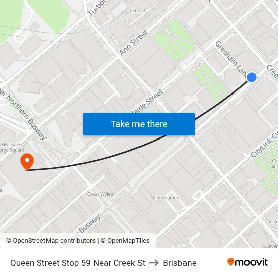 Queen Street Stop 59 Near Creek St to Brisbane map