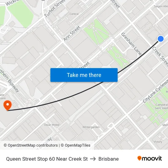 Queen Street Stop 60 Near Creek St to Brisbane map