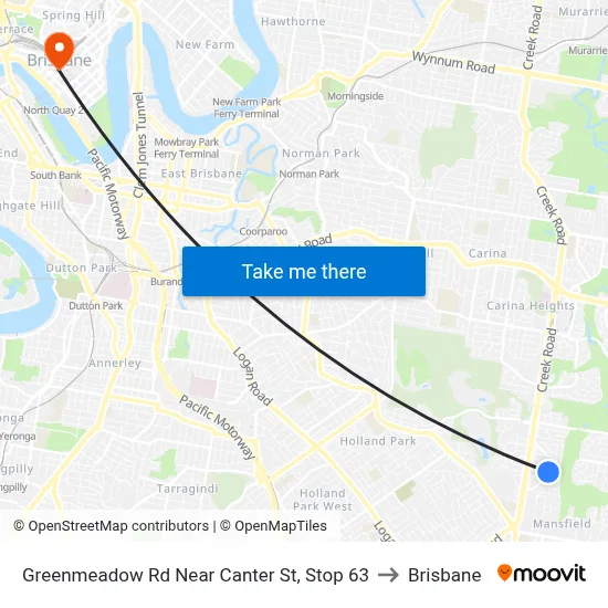 Greenmeadow Rd Near Canter St, Stop 63 to Brisbane map