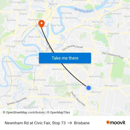 Newnham Rd at Civic Fair, Stop 73 to Brisbane map