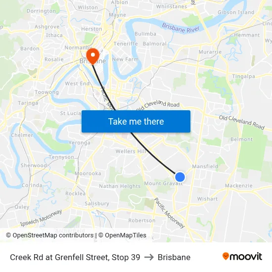 Creek Rd at Grenfell Street, Stop 39 to Brisbane map