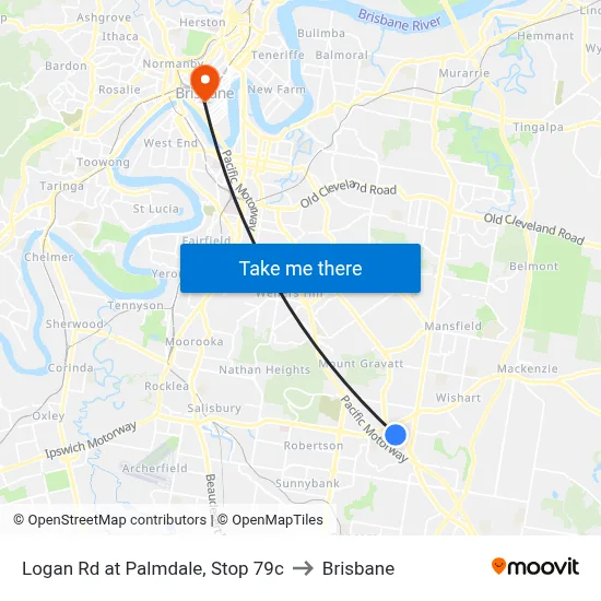 Logan Rd at Palmdale, Stop 79c to Brisbane map