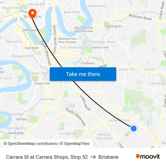 Carrara St at Carrara Shops, Stop 52 to Brisbane map