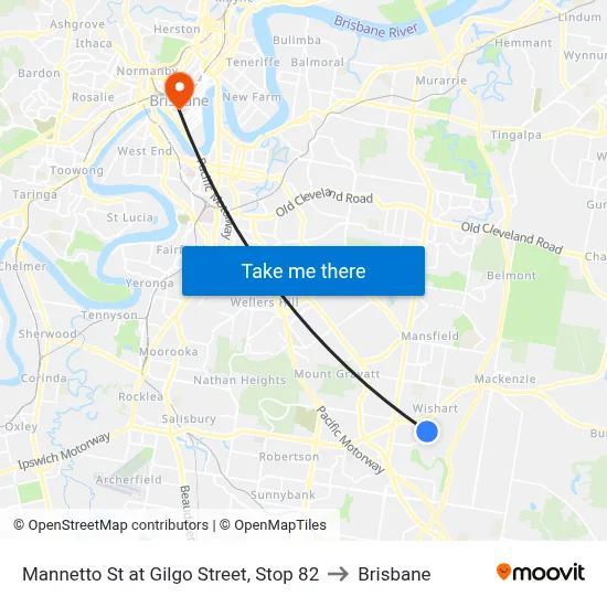Mannetto St at Gilgo Street, Stop 82 to Brisbane map