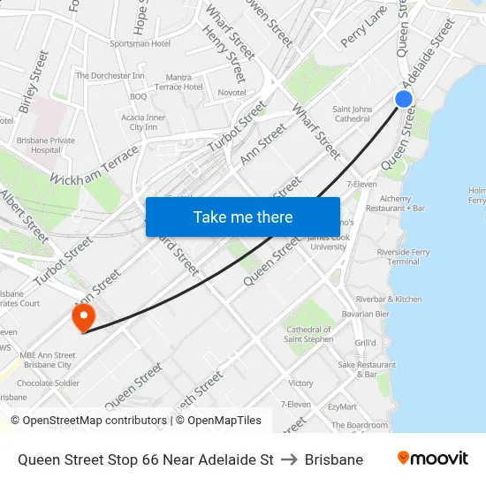 Queen Street Stop 66 Near Adelaide St to Brisbane map