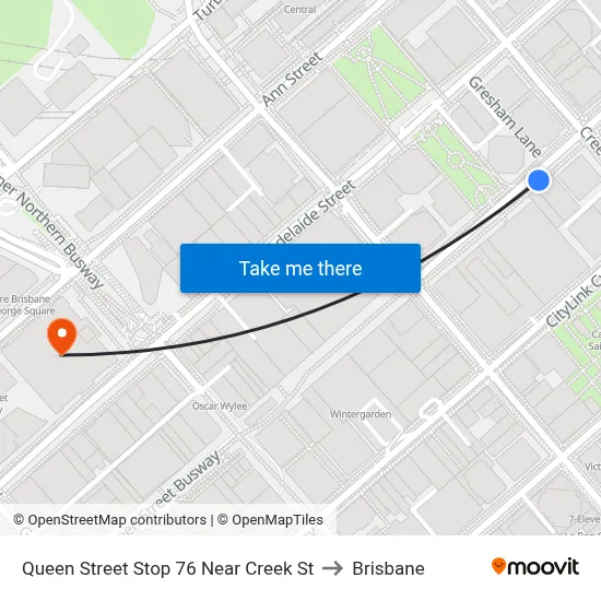 Queen Street Stop 76 Near Creek St to Brisbane map