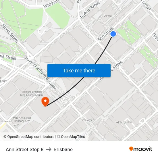 Ann Street Stop 8 to Brisbane map