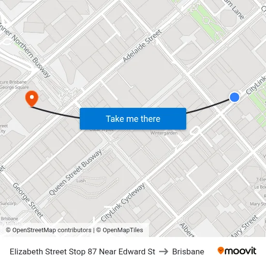 Elizabeth Street Stop 87 Near Edward St to Brisbane map