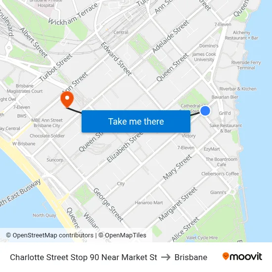 Charlotte Street Stop 90 Near Market St to Brisbane map