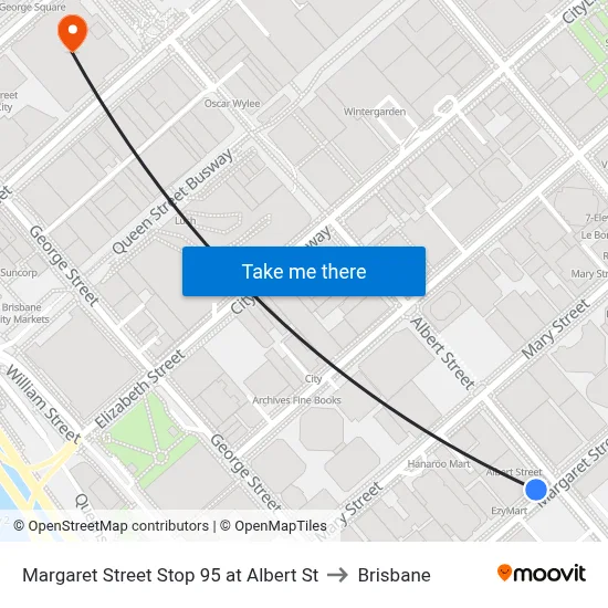 Margaret Street Stop 95 at Albert St to Brisbane map