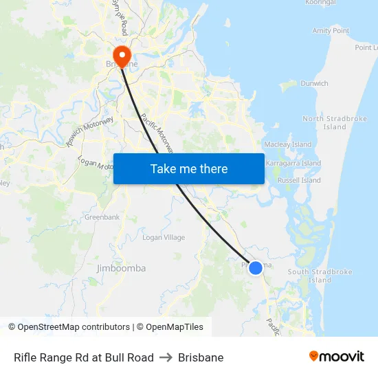 Rifle Range Rd at Bull Road to Brisbane map
